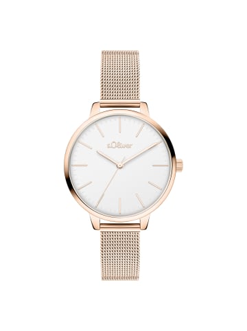 s.Oliver Armbanduhr zeitlos mit Meshband in roségold