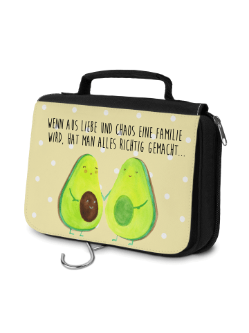 Mr. & Mrs. Panda Kosmetiktäschchen Avocado Pärchen mit Spruch in Gelb Pastell