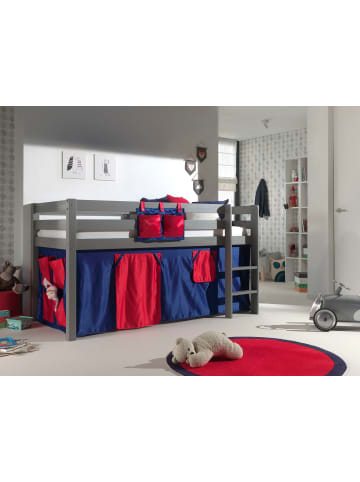 58 aufm Kessel KINDERBETT Karolina 210x114x106 Massivholz Grau Textilset Domino