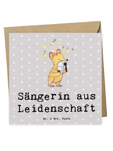 Mr. & Mrs. Panda Grußkarte Sängerin Leidenschaft mit Spruch in Grau Pastell