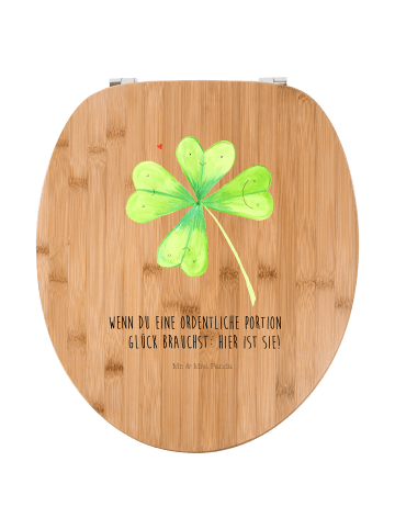 Mr. & Mrs. Panda wc deckel holz Blume Kleeblatt mit Spruch in Braun