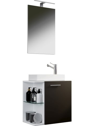 VCM  3-tlg Gäste WC Waschplatz Waschtisch Hausa Spiegel in Weiß / Anthrazit