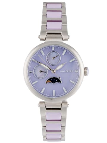 Holzkern Damenarmbanduhr Moonbow Lila Gerais/Keramik Violett / Silber