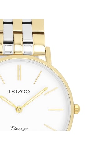 Oozoo Analog-Armbanduhr Oozoo Vintage Series silber, gold mittel (ca. 32mm)