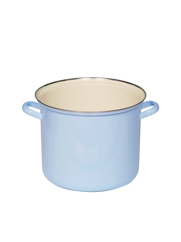 Riess Topf hoch mit Chromrand 3 Liter Emaille Classic Pastell in Blau
