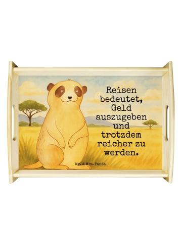 Mr. & Mrs. Panda Dekotablett Holz Erdmännchen Design mit Spruch in Weiß