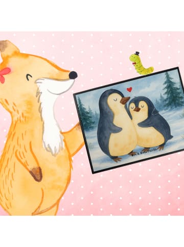 Mr. & Mrs. Panda Tischunterlage Pinguin umarmen Design ohne Spruch in Weiß