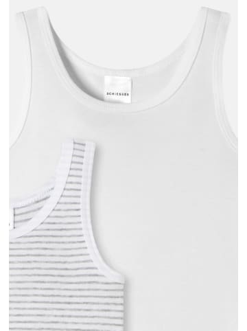 Schiesser Unterhemd / Tanktop Kids Girls Feinripp Organic Cotton in Weiß gemustert