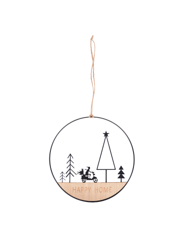 UNUS Aufhänger "Happy Home" mit Bäumen und Rollerfahrer in Schwarz
