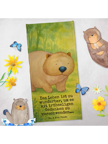 Mr. & Mrs. Panda Strandtuch Wombat Design mit Spruch in Gelb Pastell