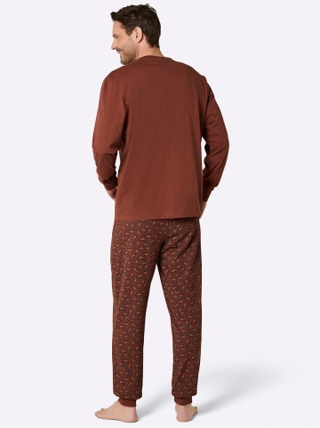 WITT WEIDEN Schlafanzug in rotbraun-graphit-bedruckt