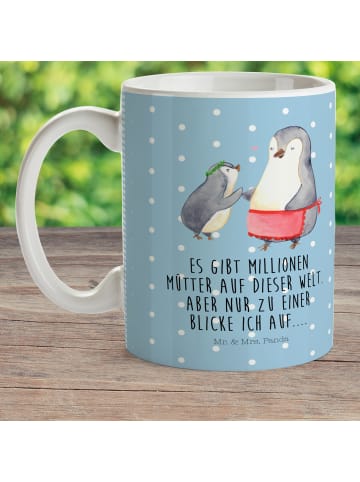 Mr. & Mrs. Panda Kindertasse Pinguin mit Kind mit Spruch in Blau Pastell