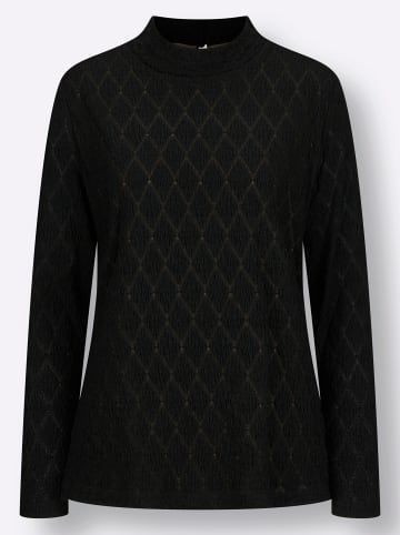 WITT WEIDEN Shirt in schwarz-camel-gemustert