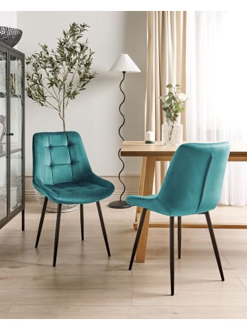 Beliani 2er-Set Esszimmerstuhl MELROSE in Blau/Schwarz