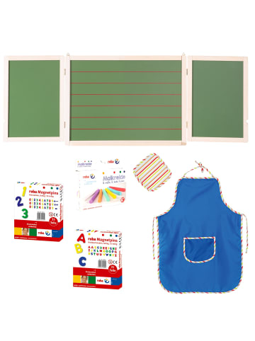 roba Weiße Magnettafel liniert, mit Kreide, Holz-Magnetzahlen & -buchstaben