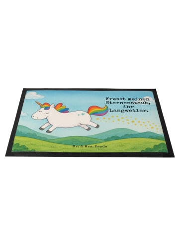 Mr. & Mrs. Panda Fußmatte Einhorn Happy Design mit Spruch in Weiß
