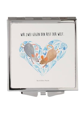 Mr. & Mrs. Panda Schminkspiegel Mäuse Herz mit Spruch in Weiß