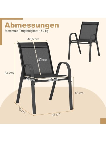 COSTWAY 2er Set Gartenstühle 56x70x84cm in Schwarz