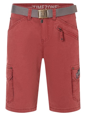 Timezone Knielange Cargo Shorts Gürtel Regular Passform in Rot