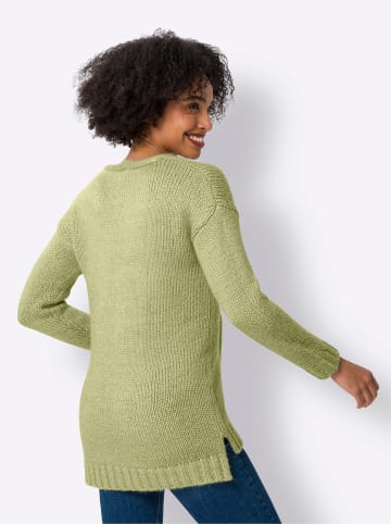 Heine V-Ausschnitt-Pullover in lindgrün-meliert