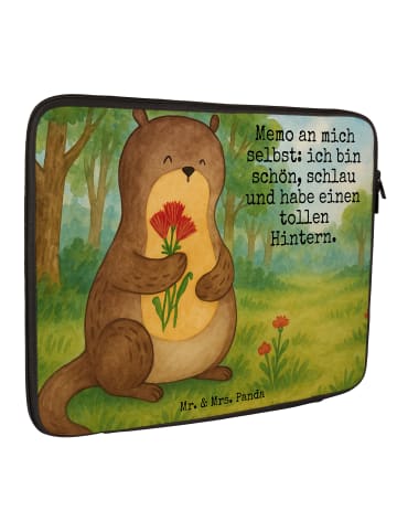Mr. & Mrs. Panda Notebooktasche Otter Blumenstrauß Design mit Sp... in Weiß
