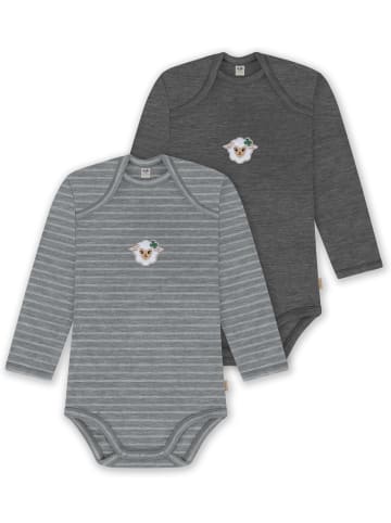 Normani Outdoor Sports 2er Pack Baby Merino Body Langarm Auckland in Grau/Anthrazit