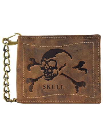 Greenburry Vintage Skull Geldbörse Leder 12 cm in braun