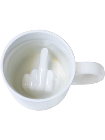 i-Total Kaffeetasse Teetasse Keramik 300 ml 3D-Innenseite Motiv Mittelfinger