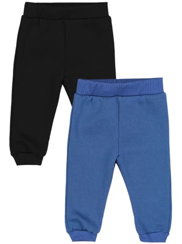 TupTam Baby Jungen Hosen Fleece Angeraut Winter 2er Pack in schwarz/blau