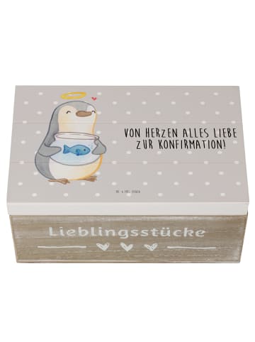 Mr. & Mrs. Panda Aufbewahrungsbox Pinguin Fisch mit Spruch in Grau Pastell