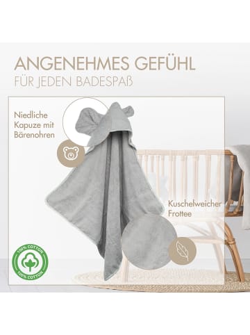 Räuberella Baby Kapuzenhandtuch in Grau -75 x 75 cm