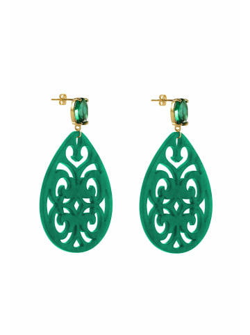 Gemshine Ohrhänger EVERGREEN TROPFEN in gold coloured