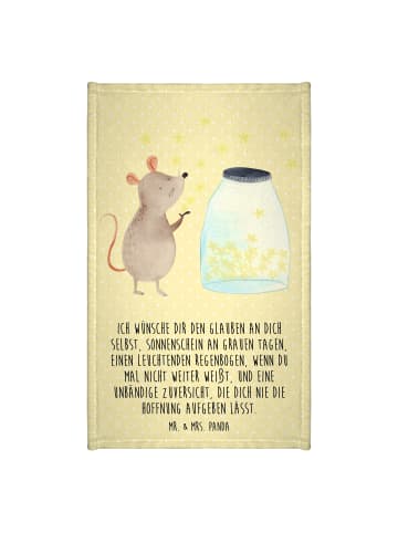 Mr. & Mrs. Panda Gästehandtuch Maus Sterne mit Spruch in Gelb Pastell