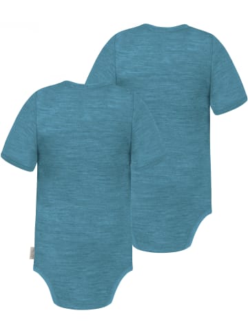 Normani Outdoor Sports 2er Set Baby Merino Body Kurzarm Tauranga in Blau