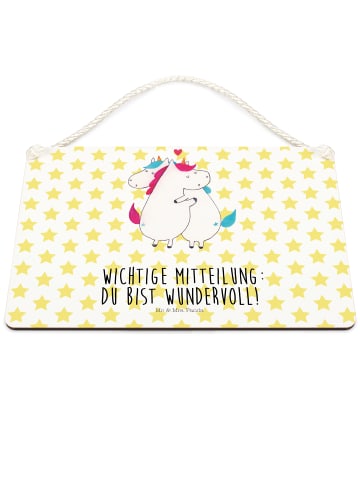 Mr. & Mrs. Panda holzbild Einhorn Mitteilung mit Spruch in Weiß