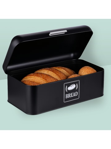 relaxdays Brotkasten in Schwarz – (B)42 x (H)17 x (T)24 cm