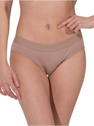 Yenita® Bikinislip 3er Set Damen Slips mit elastischem Logobund in beige
