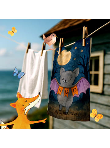 Mr. & Mrs. Panda Baumwollhandtuch Fledermaus Boo Design ohne Spruch in Weiß