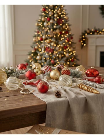 Beliani Weihnachtsbaumkugeln SPARKLE in Rot/Gold