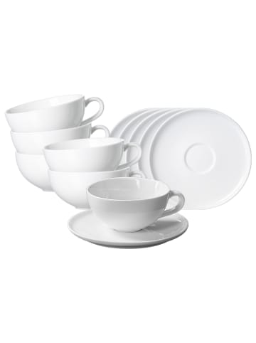 Ritzenhoff & Breker 6er Set Teetassen mit Untertassen Skagen 180 ml in weiß