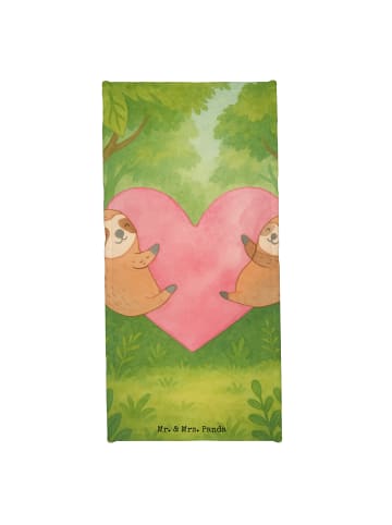Mr. & Mrs. Panda Badehandtuch Faultiere Herz Design ohne Spruch in Grau Pastell