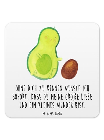 Mr. & Mrs. Panda Untersetzer für Gläser Avocado Kern rollt mit S... in Weiß