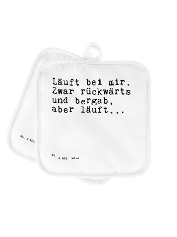 Mr. & Mrs. Panda Ofenhandschuhe Läuft bei mir. Zwar... mit Spruch in Weiß
