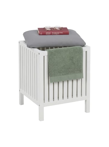 relaxdays Wäschekorb in Weiß/ Grau - (B)38 x (H)51 x (T)38 cm