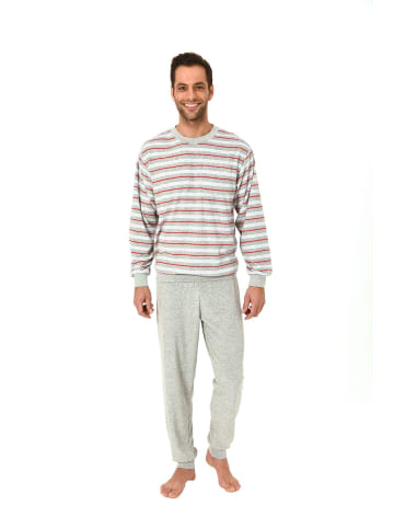 NORMANN Frottee Pyjama Schlafanzug lang Bündchen grossen n - 44157 in Grau