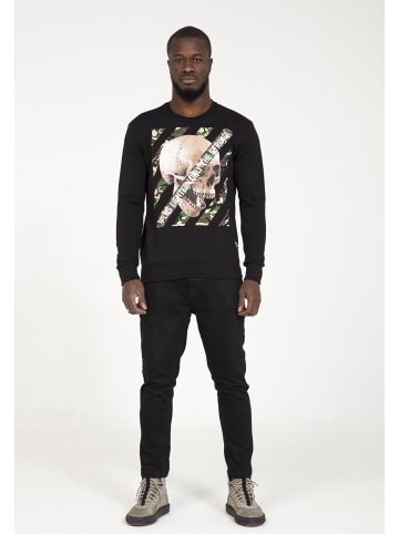 PLUS EIGHTEEN Herren Sweater Mit Print in Schwarz