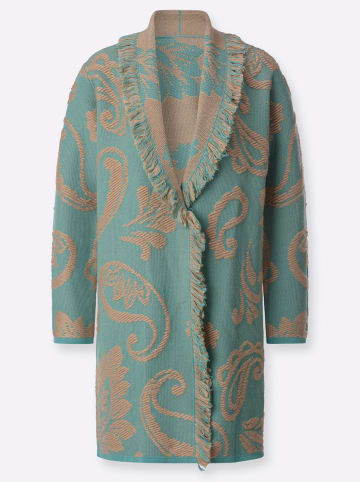 creation L Jacquard-Strickjacke in salbei-beige-gemustert