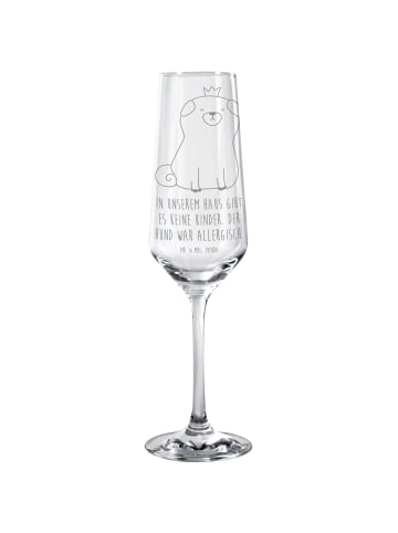 Mr. & Mrs. Panda Sektglas Mops Krone mit Spruch in Transparent