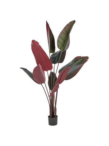Beliani Kunstpflanze BANANA TREE in Grün/Schwarz/Rot - (W) 95 x (H) 163 x (L) 95 cm
