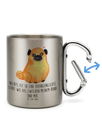 Mr. & Mrs. Panda Thermobecher Mops mit Spruch in Silber